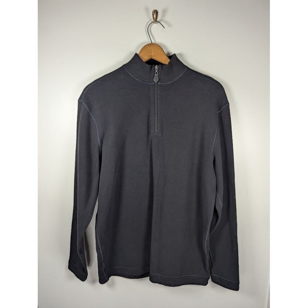 Johnston & Murphy Sweater Mens Size Medium 1/4 Zip Cotton Minimalist Golf Preppy